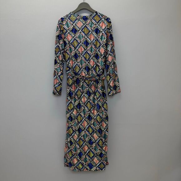 ASOS DESIGN EDITION Sequin Long Sleeve Midi Wrap Dress - Picture 8 of 10
